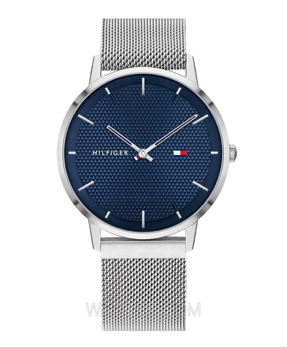 Tommy Hilfiger James Silver Magnetic Mesh Dark Blue Dial For Men  